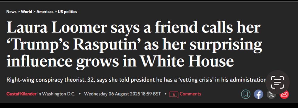 News > World > Americas > US politics
Laura Loomer says a friend calls her
"Trump's Rasputin' as her surprising influence grows in White House
Right-wing conspiracy theorist, 32, says she told president he has a 'vetting crisis' in his administration