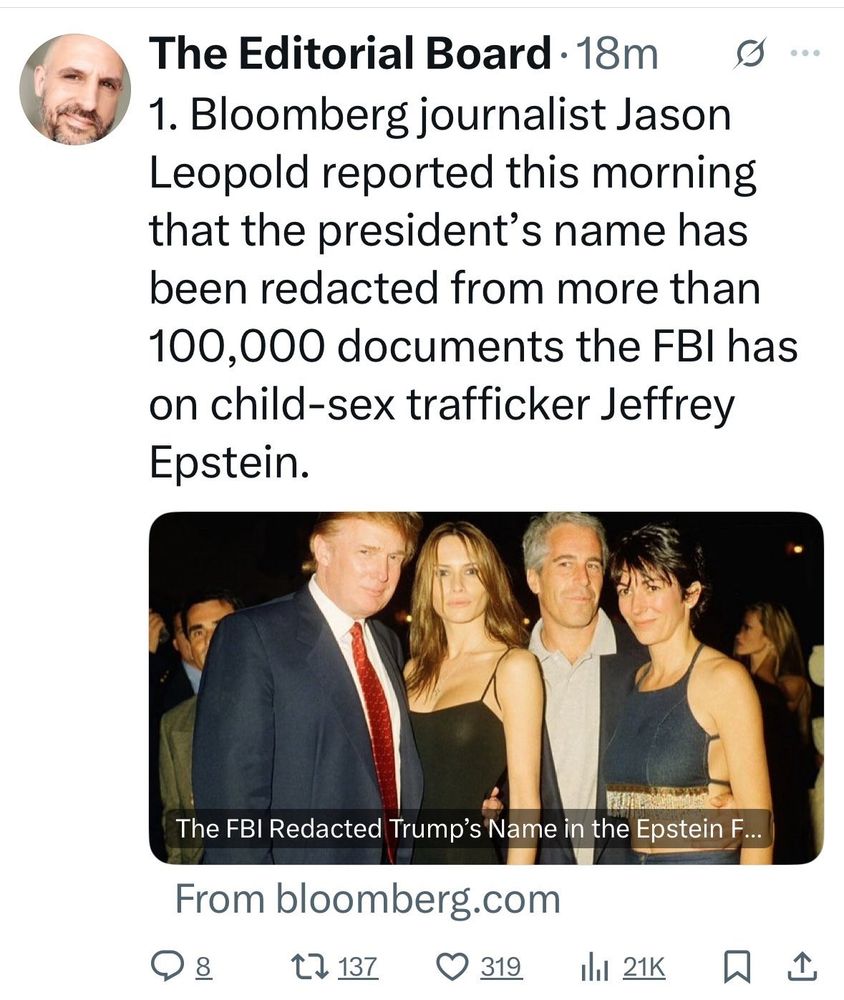 Post showing trump's name redacted more than 100,000 times