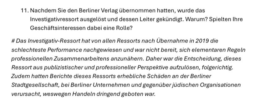 Antwort auf Frage 11 im Fragenkatalog 