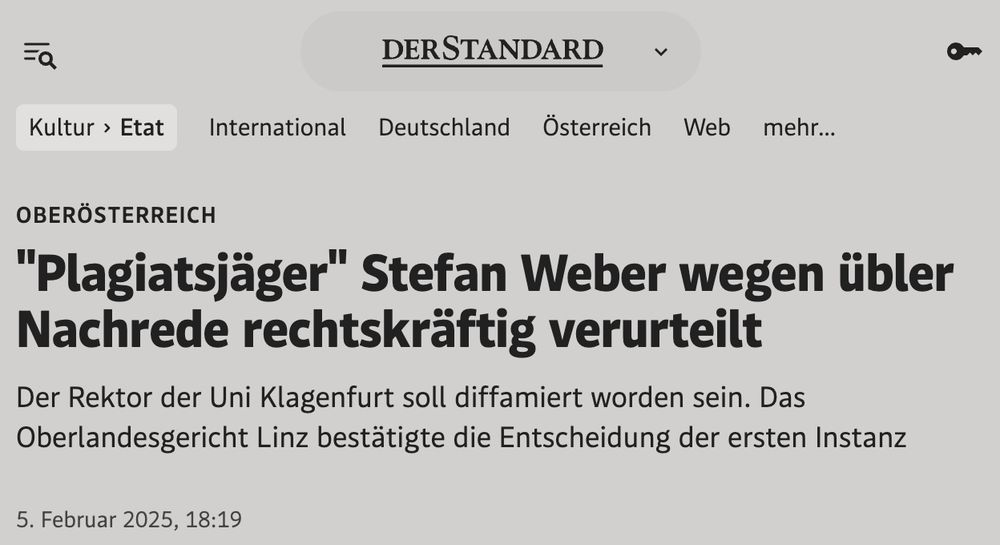 Standard-Titel: „Weber wegen übler Nachrede rechtskräftig verurteilt"