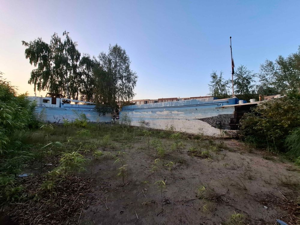 The Amersfortsia ship (now called Schipbreuk) painted over and turned into two office buildings. Soon to be moved to Amsterdam.