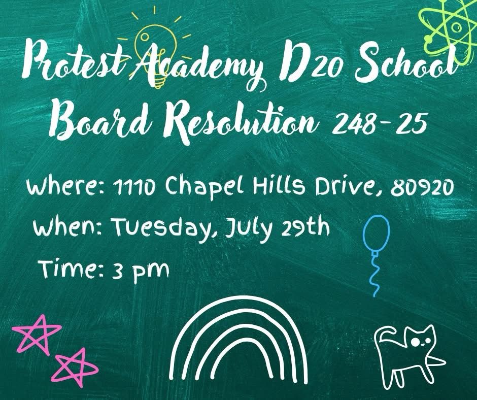 Join us Tuesday, July 29th at 3 pm at the D20 District Offices, 1110 Chapel Hills Dr.