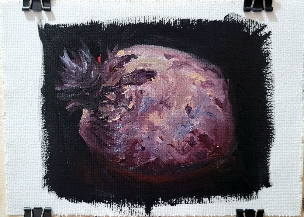 A beet painted in oil on canvas.