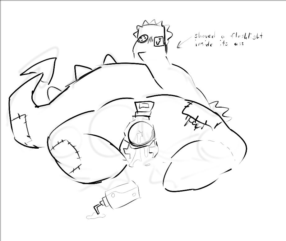 a rear view of specimen, who put a fleshlight where its asshole should be, so you can fuck it crazy style