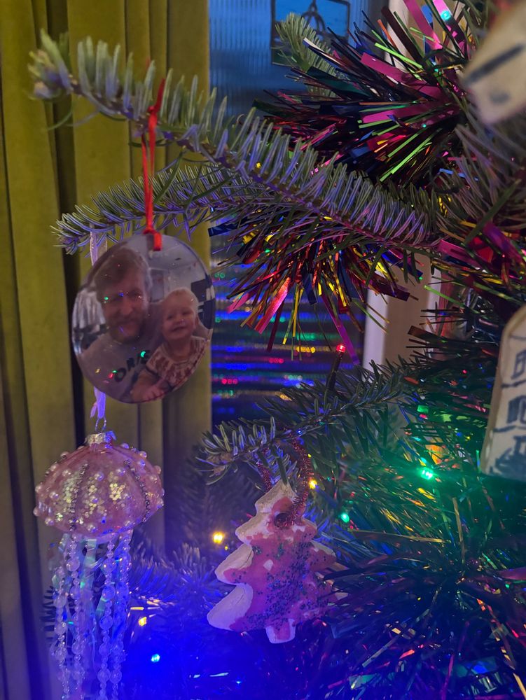 A tree decoration which is a photo of Duglas T Stewart