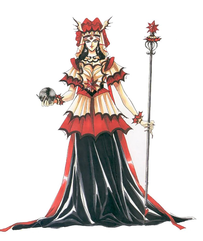 Queen Badiane with her staff and crystal ball