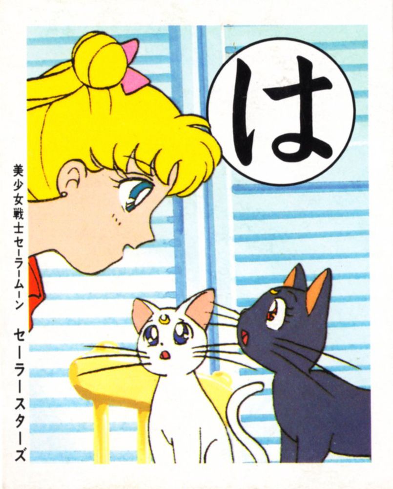Usagi talking to Luna and Artemis