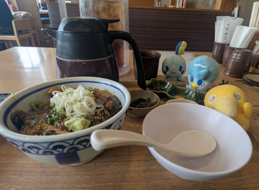 ゴマ鯖丼。
ゴマだれ漬けの鯖が美味しい。
お出汁でお茶漬けにしても美味しい。
最後まで美味しかった。