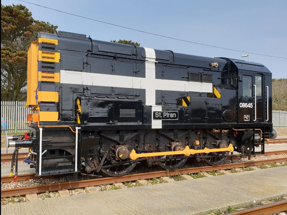 Class 08 'St Piran' on show at Longrock Depot wearing the flag of St Piran as a livery.