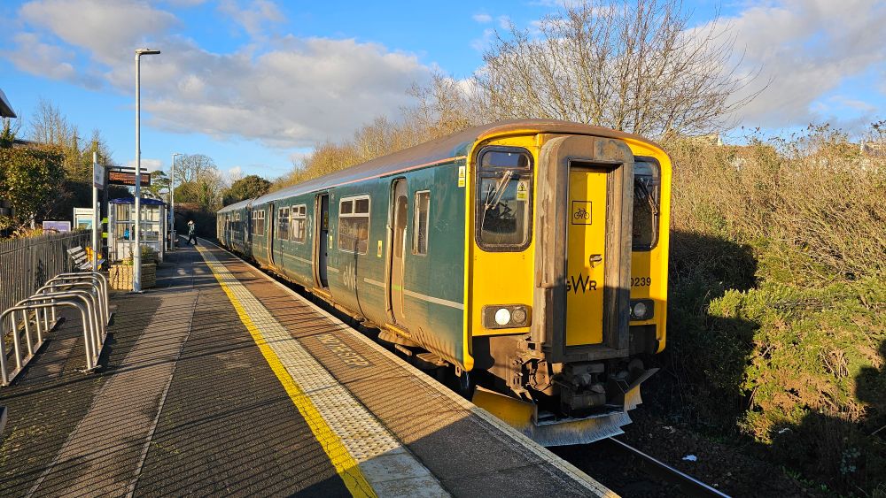 A GWR Class 150 at Lympstone Billage station