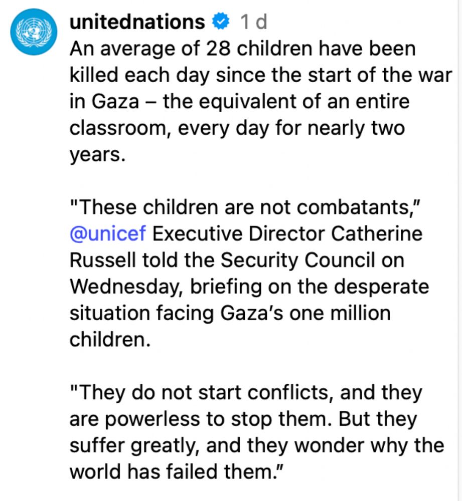 UNICEF report saying that Israel kills an average of 28 children a day in Gaza.