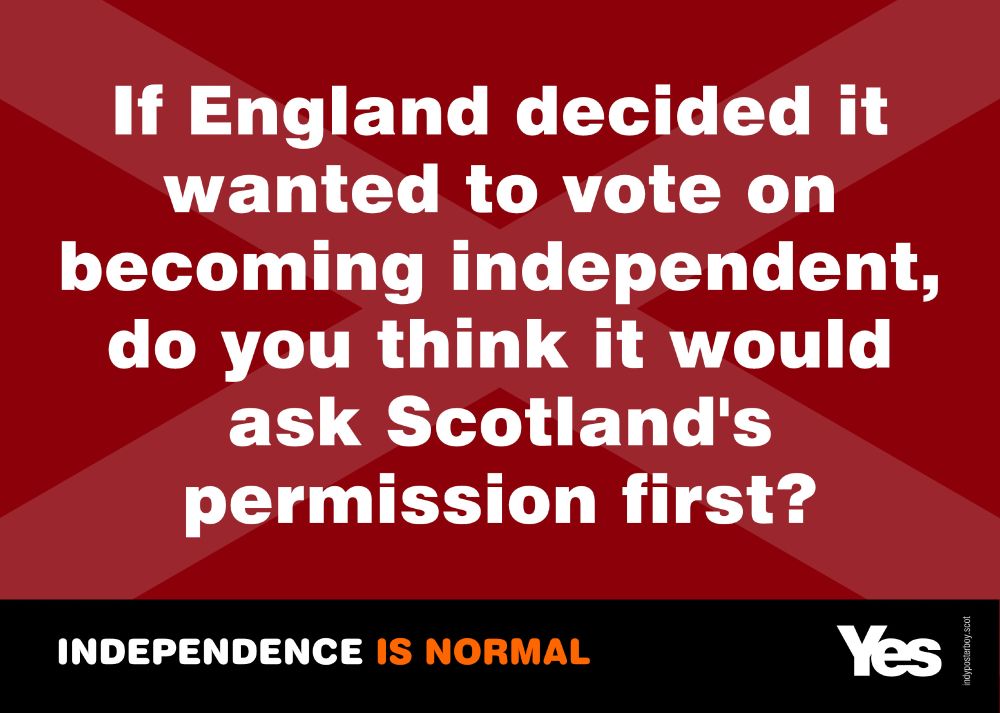 Poster bearing the post text along with Yes logo and 'Independence is Normal' strapline.