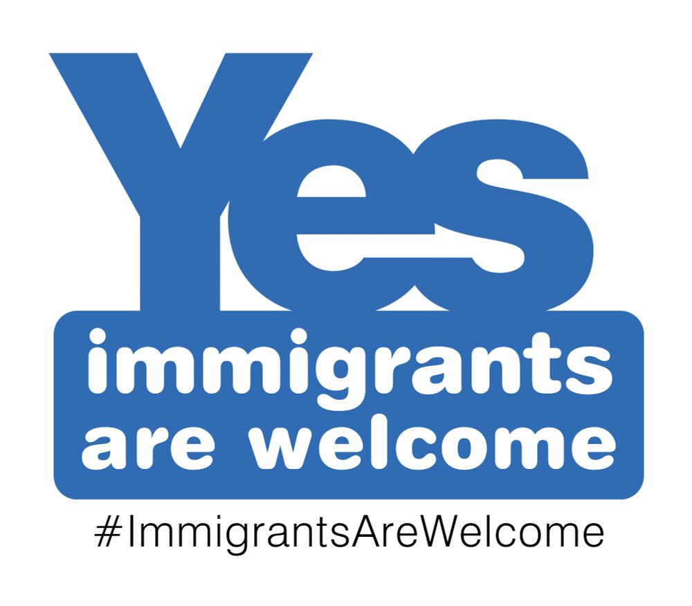 Yes logo with 'Immigrants Are Welcome' text.
