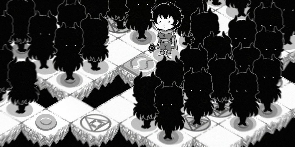 Void Stranger Gray surrounded by shadowy beings, contemplating her decisions.