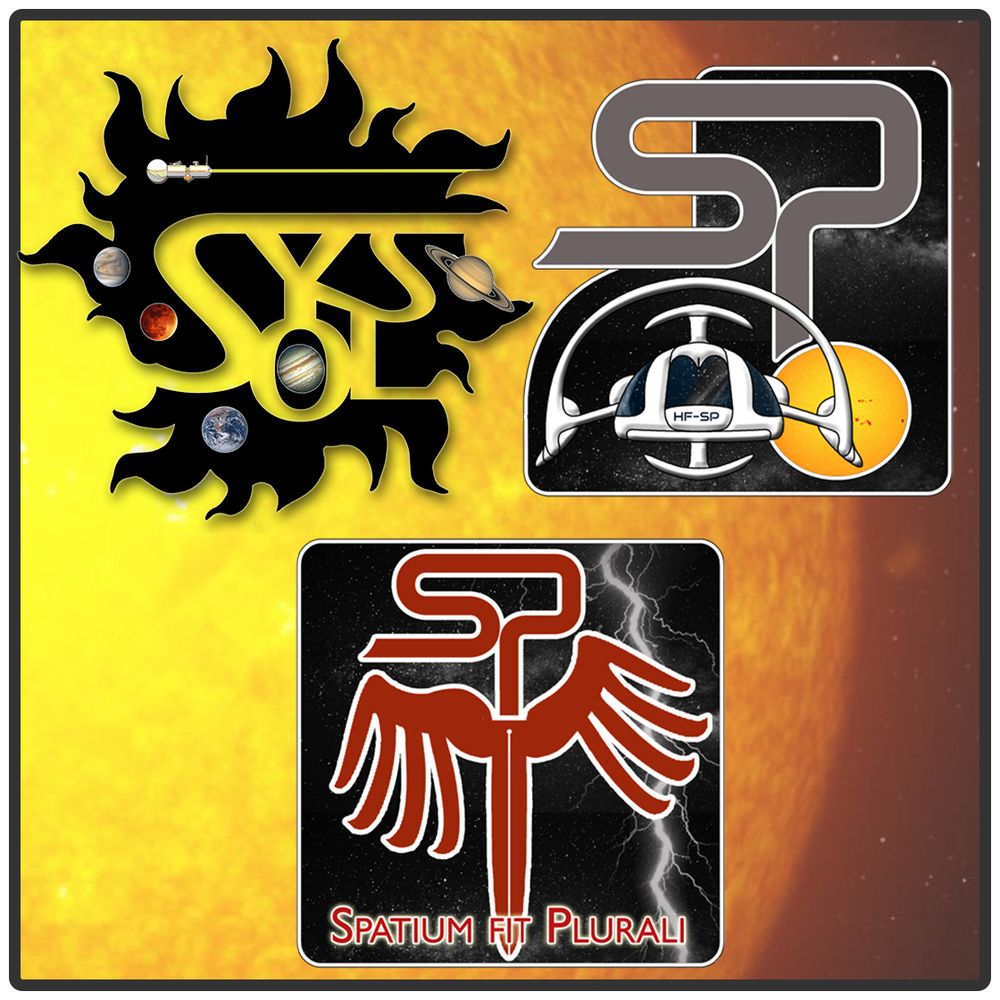 Logos de SysSol et de la Spatiale (avec son logo militaire initial qui a été remplacé pour présenter une face moins guerrière)