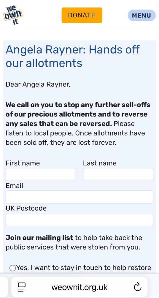 Petition to stop the sale of allotments.