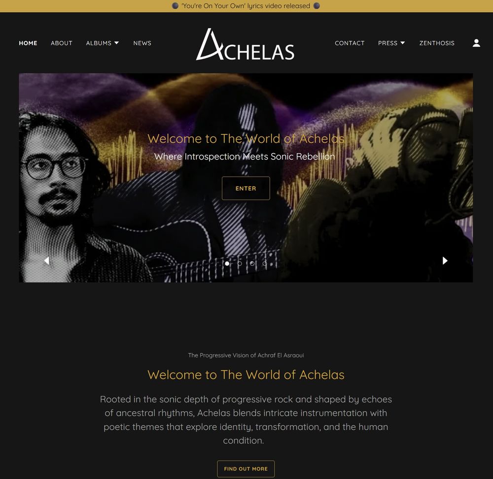 Screenshot of the homepage of Achelas