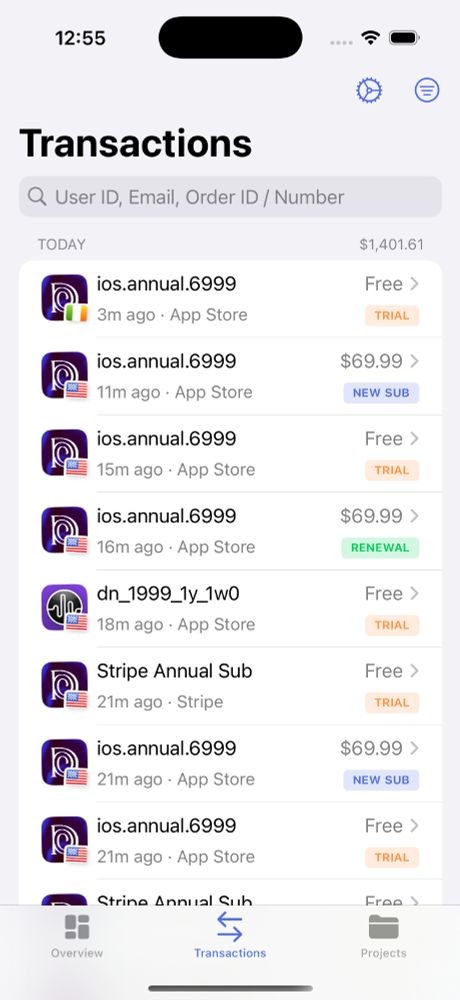 RevenueCat v1.5 Transactions