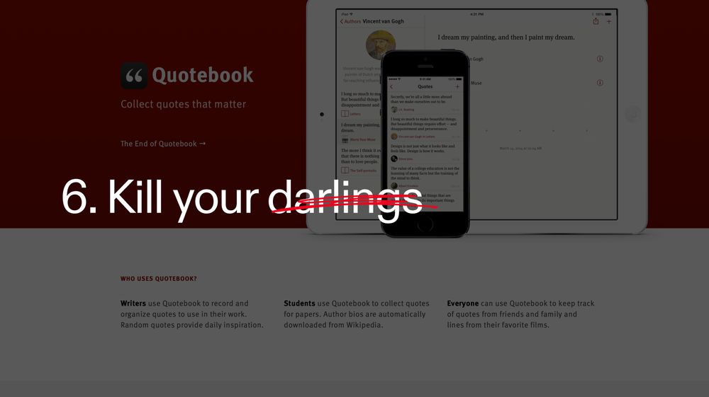 Lesson 6 - Kill your darlings