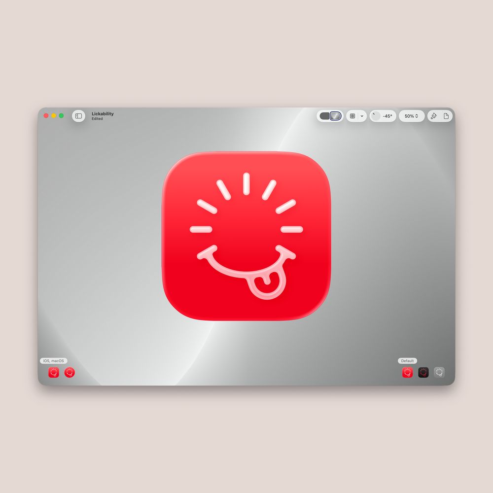 The Lickability logo created in Apple's new icon composer app.