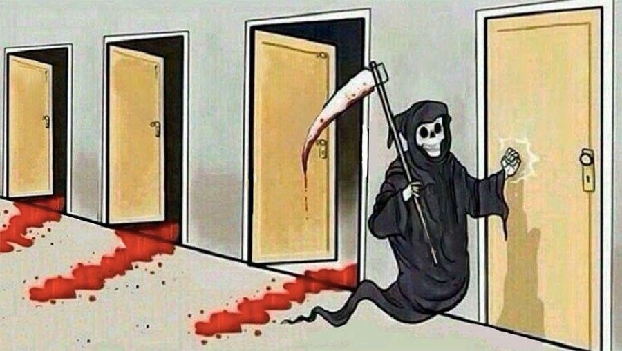 Death knocking on doors meme