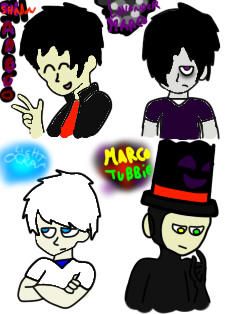 Old Paint Tool SAI art featuring some OCs who were "AUs" of myself
