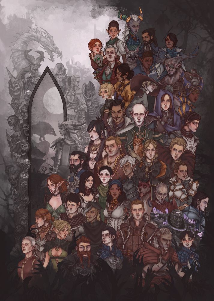 Dragon Age tapestry with all the companions  