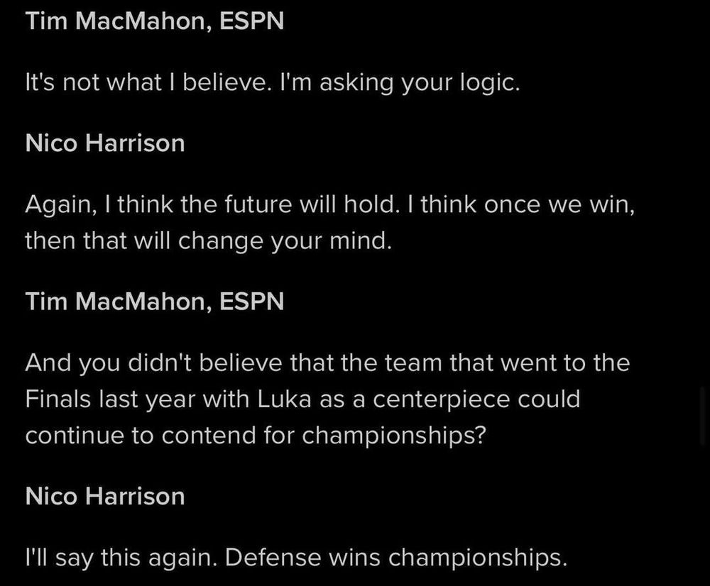 Conversation between mavs GM and espn media 