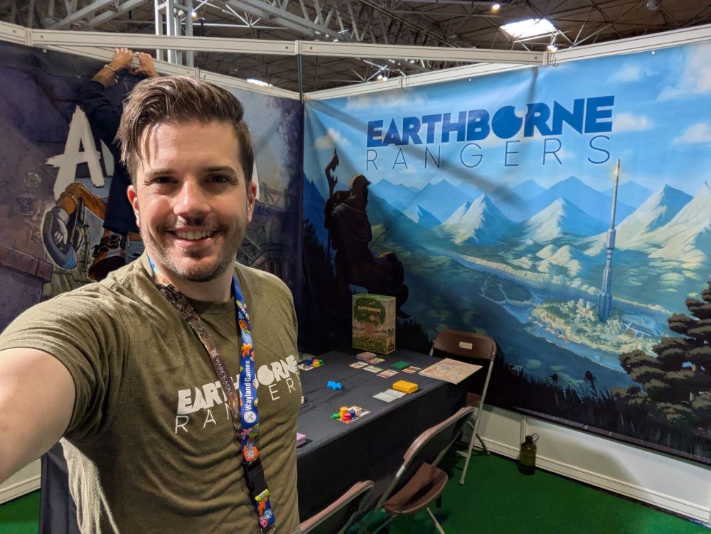 A selfie of me (Fischer) at the Earthborne Rangers booth.