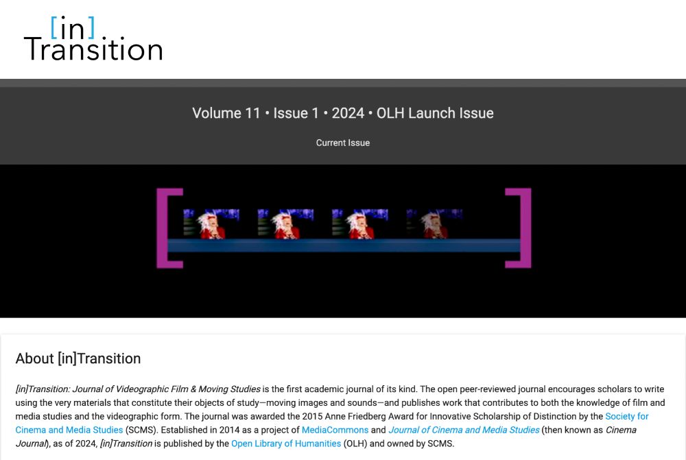Screenshot of the journal's homepage featuring the cover picture of the latest issue, the journal's logo and description.