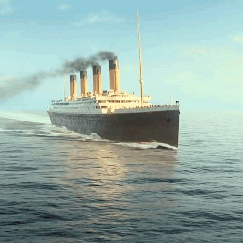 a large ship called the titanic is floating on top of a body of water