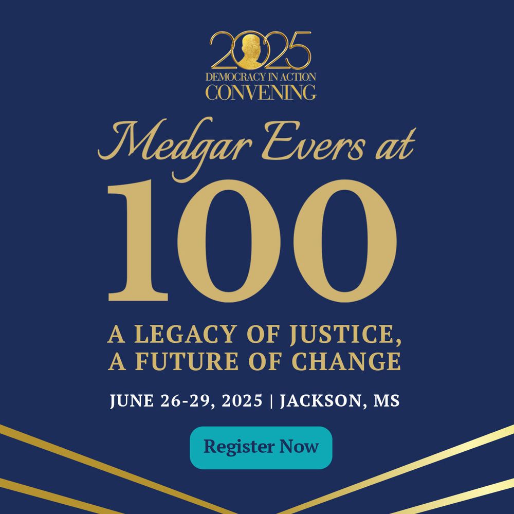 A banner promoting the 2nd Annual Democracy in Action Convening on June 26-29, 2025, a powerful gathering of activists, leaders, and community members advancing democracy and social justice. 