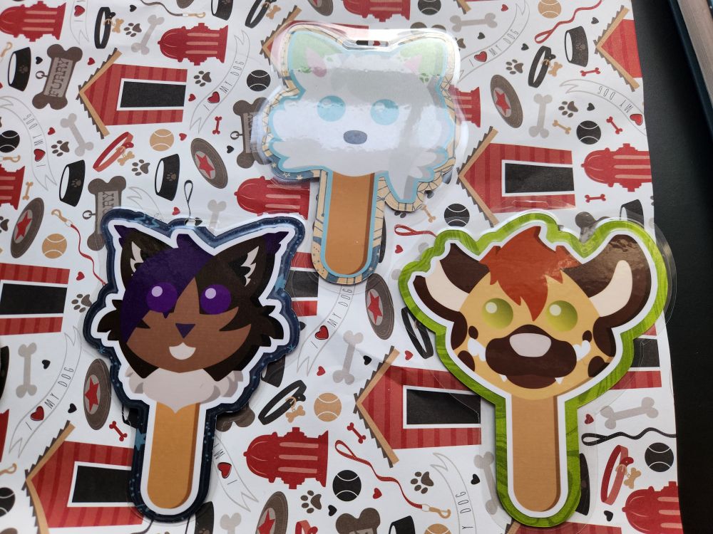 Furry badges of ocs as gumball popsicles 