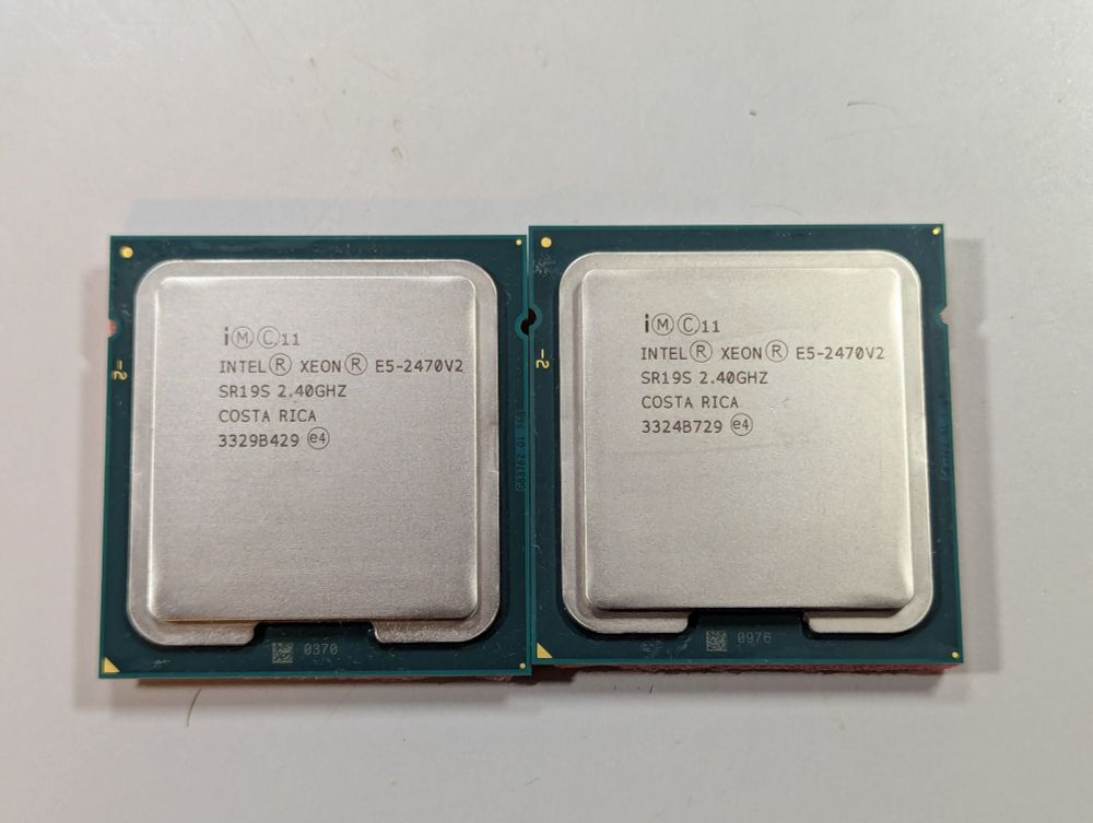 A pair of Intel Xeon E5-2470 V2 processors