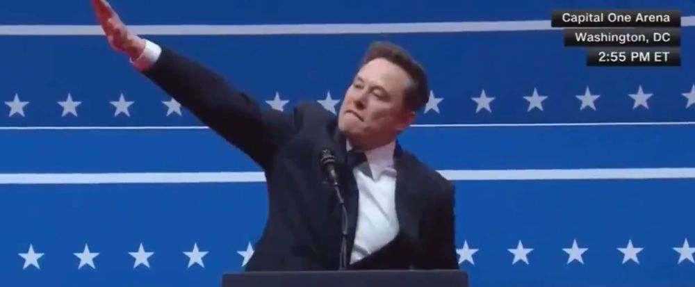Elon Musk giving a Nazi salute.