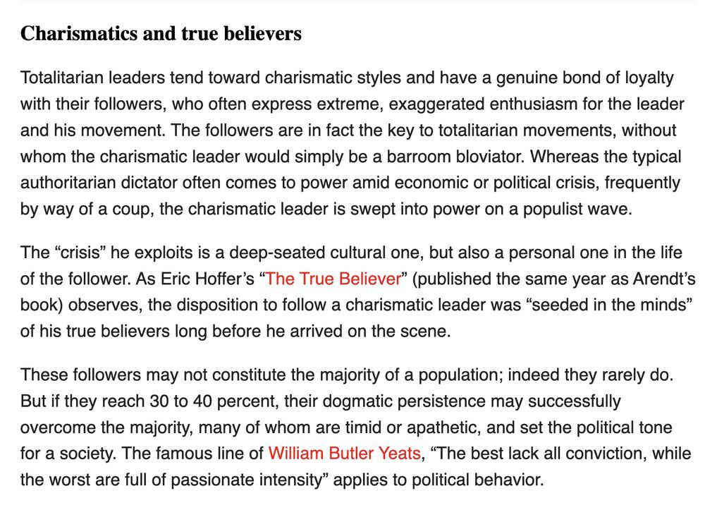 Several paragraphs likening Trump supporters to classic totalitarians over the years.