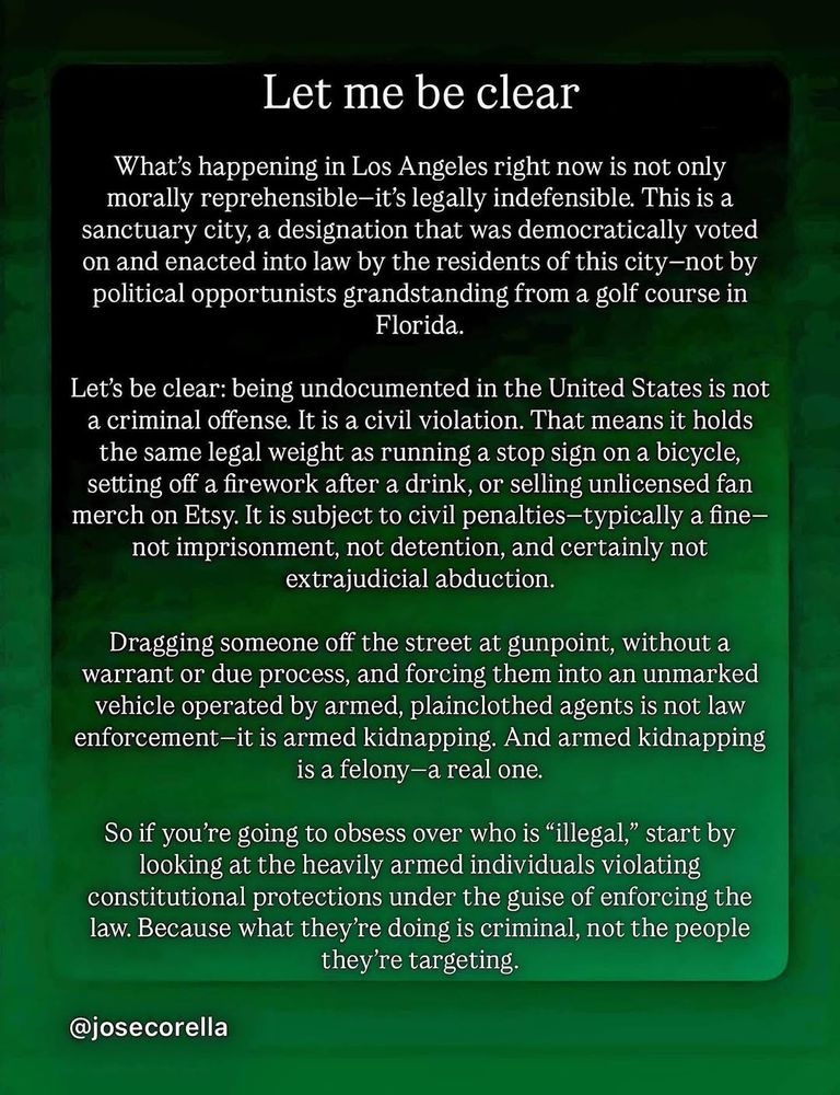 Rant about treating undocumented people like criminals. it's a civil violation.
