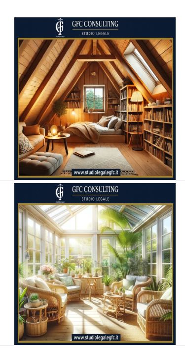 immagini create con l'intelligenza artificiale di spazi abitativi totalmente immaginari e irrealistici. l'annuncio è per una vendita all'asta.