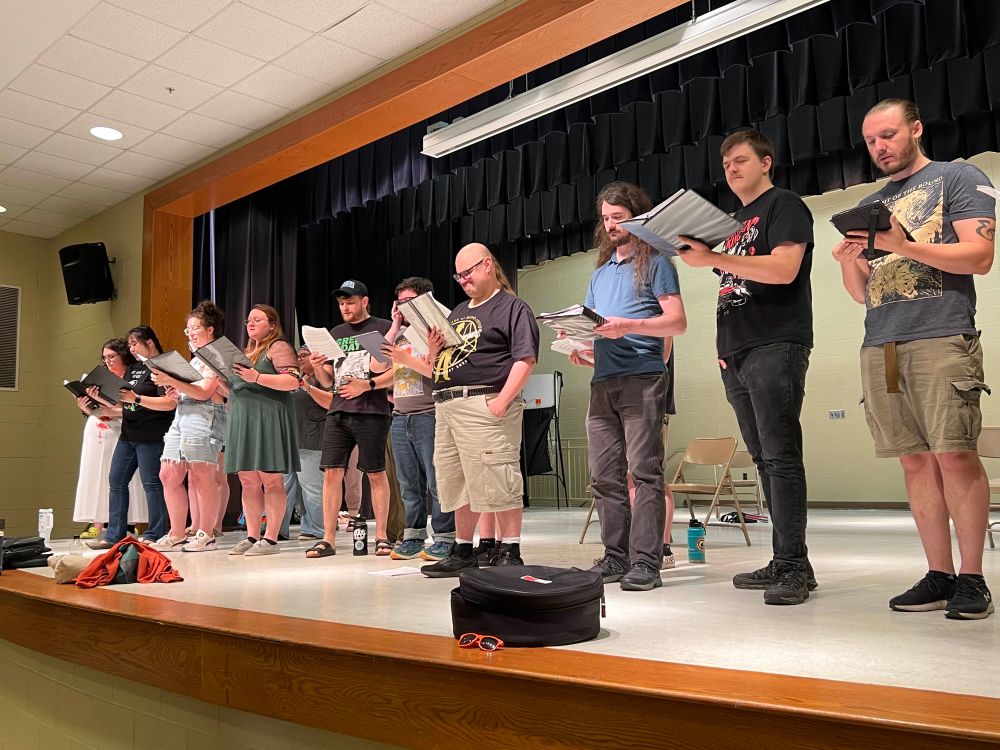 The choir rehearsing 