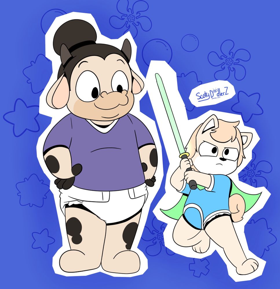 Cow and puppy waddling around 