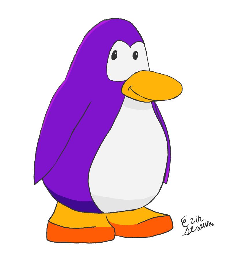 Erin Strouder's rendition of a penguin from Club Penguin, colored purple.