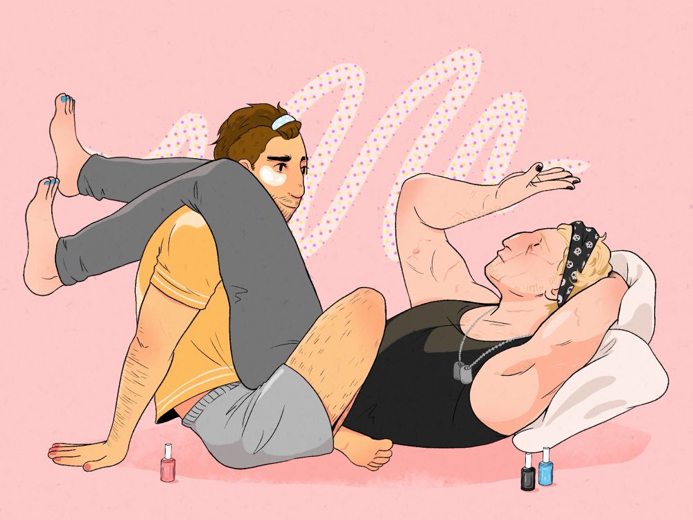 Ghostsoap having a self care night with eyelid masks and nail polish