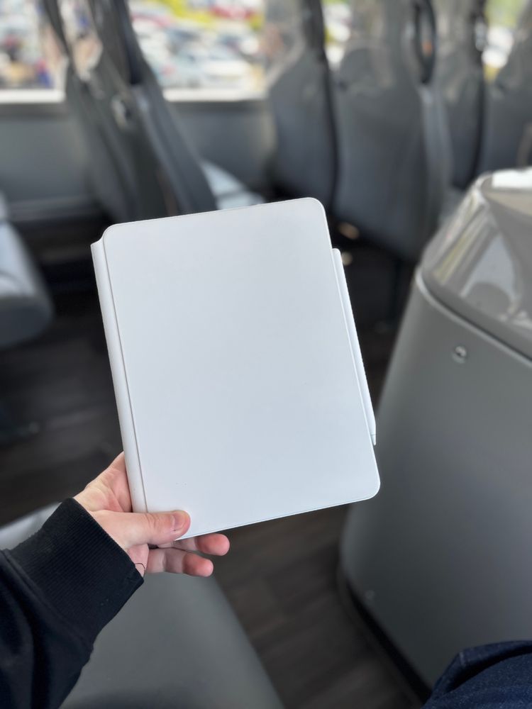iPad Air in its white case