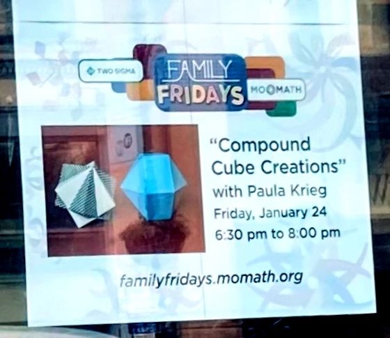 Poster announcing Family Friday event on January 24 at momath.org