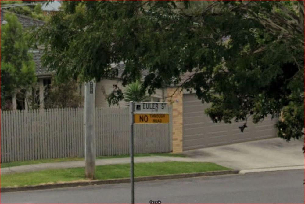 Euler Street sign in Queensland Australia in a residential area. 