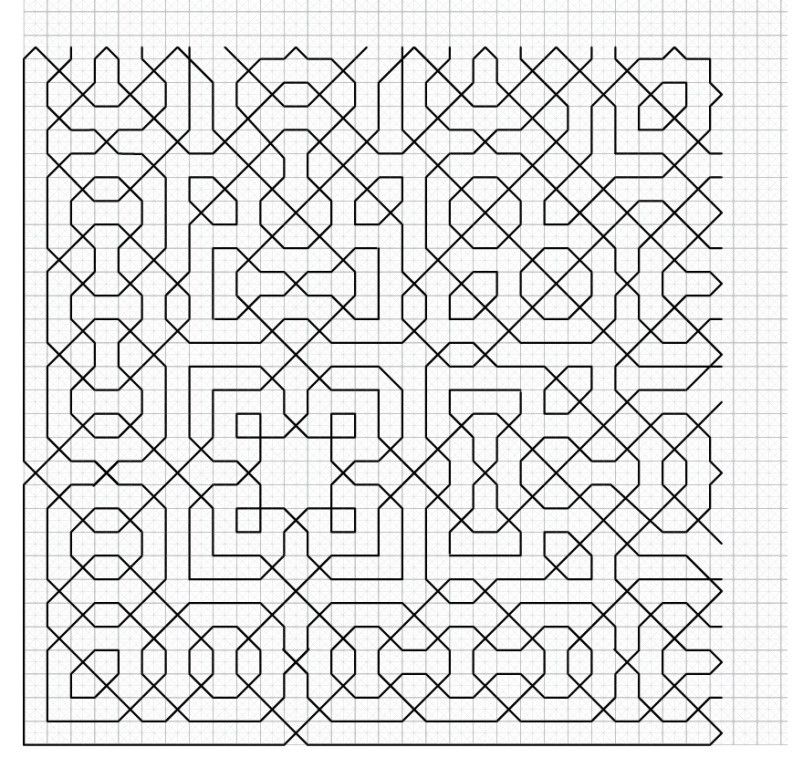 So many shapes and lines interwoven and waiting, beckoning, taunting me with their  symmetry, boldness, and restraint, to do more with them, which I finally did. 