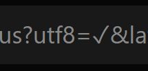 Screenshot of a browser's address bar with the content "utf8=", following a checkmark symbol.