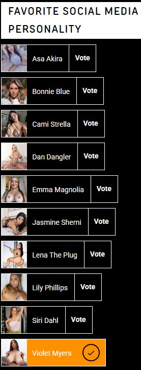 Vote Violet Myers for Favorite Social Media Personality in the 7th Annual Pornhub Awards