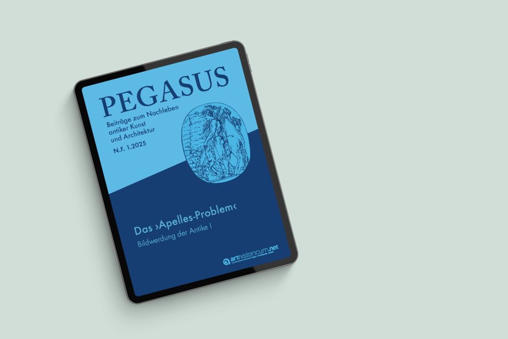 iPad mit dem Cover der ersten Ausgabe des Magazins Pegasus mit dem Titel Das "Apelles-Problem"