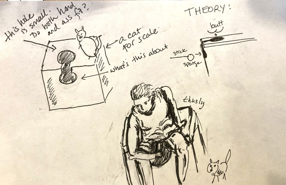 a rough diagram explaining a possible theory of how the sponge stick was used to bypass dick and balls when wiping